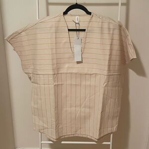 NWT - Kotn Unisex Woven Top - Small - Cream with mustard stripes